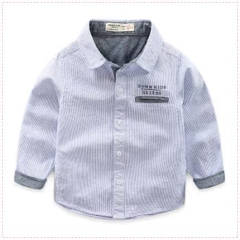 Trẻ em áo sơ mi cotton 2018 mùa thu boy bông áo sơ mi bé dài tay áo sơ mi sọc 9322