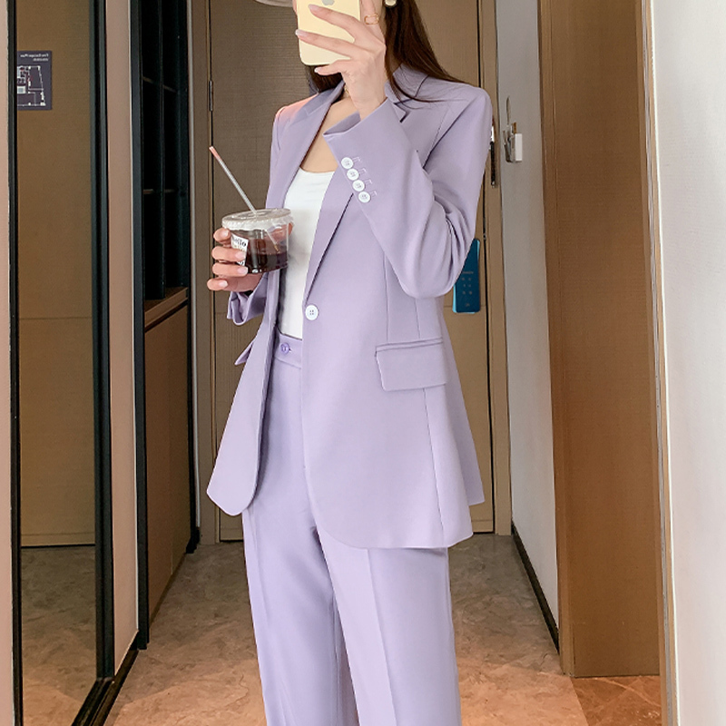 Plus-Size Purple Blazer for Women, Spring and Autumn, Waist-Cinching, Slimming, Suitable for Chubby Women, Professional Formal Suit, High-End Feel
