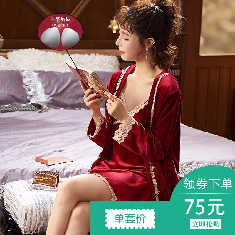 Golden Velvet Lady Fall Winter Female Hanging Skirts Bride Bride Dress Dress Robby