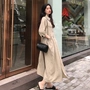 Mùa thu mới của Hàn Quốc retro chic gió đơn giản lỏng cotton hoang dã và túi vải lanh tay áo dài áo khoác nữ áo khoác kaki nữ