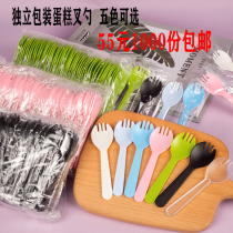  Thickened black disposable cake fork frosted fork spoon West point fork Independent packaging fork spoon 100 per pack