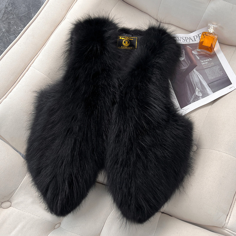 Fox Fur Vest for Women, Short Raccoon Fur Fashion Vest, Real Fur Versatile Trendy Young Style Vest