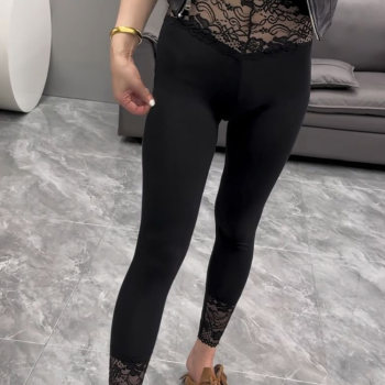 2025 autumn and winter new european lace high waist slim leggings feminine stretch versatile small leg autumn pants 2025 autumn and winter new european lace high waist slim leggings feminine stretch versatile small leg autumn pants
