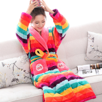 Sleeping Robes Womens Autumn Winter Coral Suede Thickening Lengthened three layers clip Cotton pyjamas Home Jacket Flannel Warm Bath