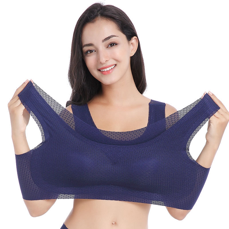 Large size sports bra female shock - proof gathering stereotyped fat m thin cup underwear without steel - ring vest type 200 pounds
