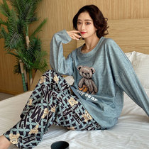 Spring Autumn Season Delsuede Pyjamas Woman 2021 New Big Code Fat Mm Cartoon Thin Suede Home Clothes Two Sets 200 Catties