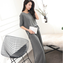 Short-sleeved trousers pajamas womens summer fat mm two-piece set loose size modal thin home clothes can be worn outside