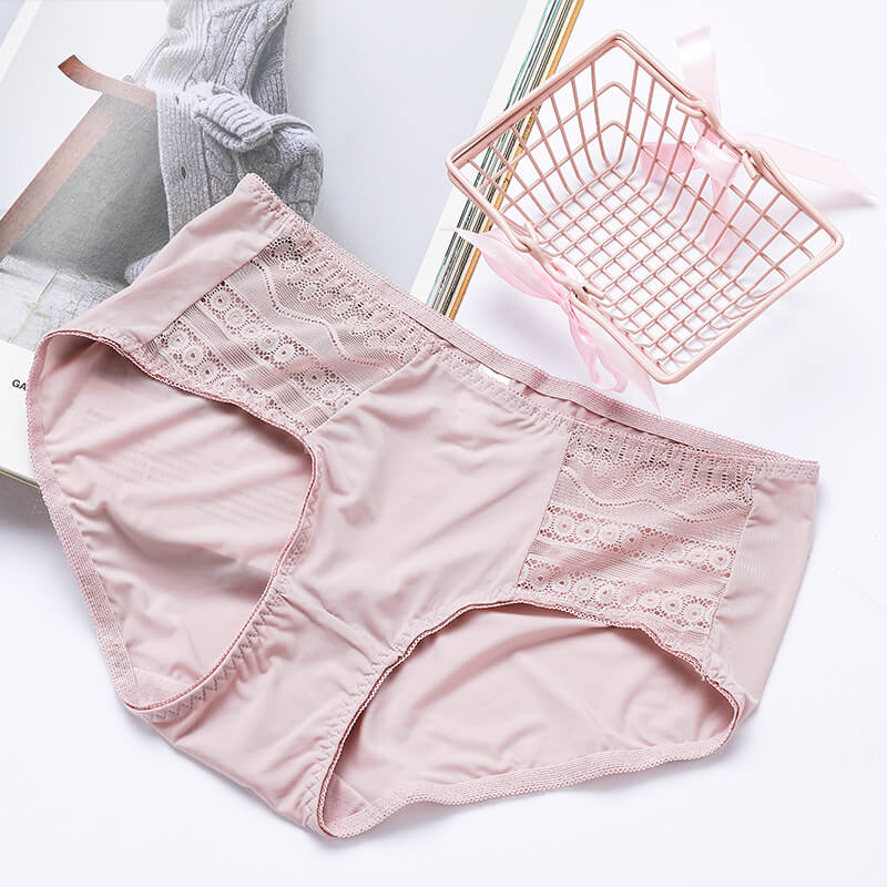 Prey-four colored underwear black skin color blue woman middle waist sexy new elastic triangle breathable autumn and winter pants