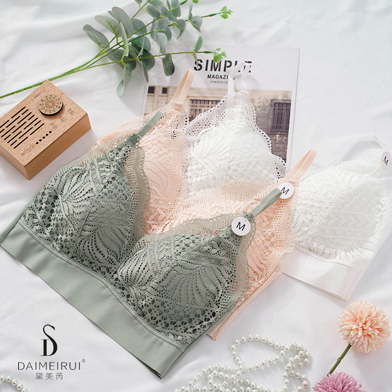 Dime Rey 5090 latex fixed thin cup beauty back wrap breasted breast lace V collar slim shoulder strap female underwear No steel ring