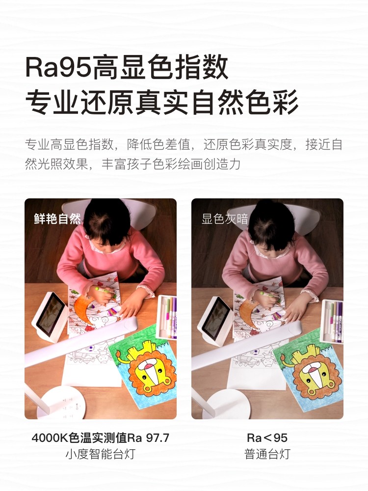 Xiaodu Smart Desk Lamp, National Aa Eye Protection, No Blue Light, Anti-Glare, Student Study Folding Desk Lamp for Reading and Writing, Bedside