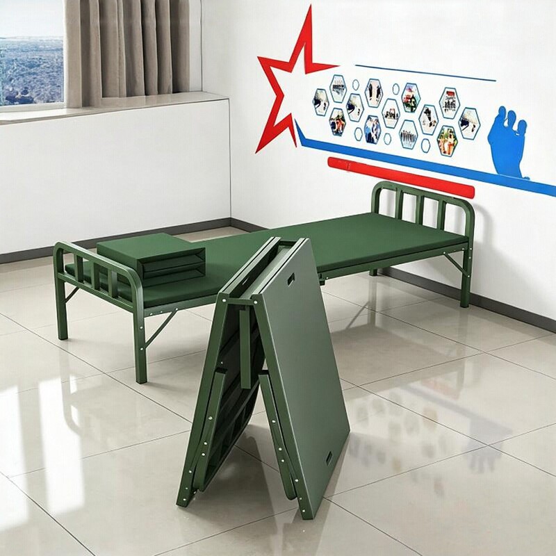 Camping Plastic Steel Folding Bed Outdoor Field Single-Person Portable Single-Layer Military Bed for Field Training and Combat Training