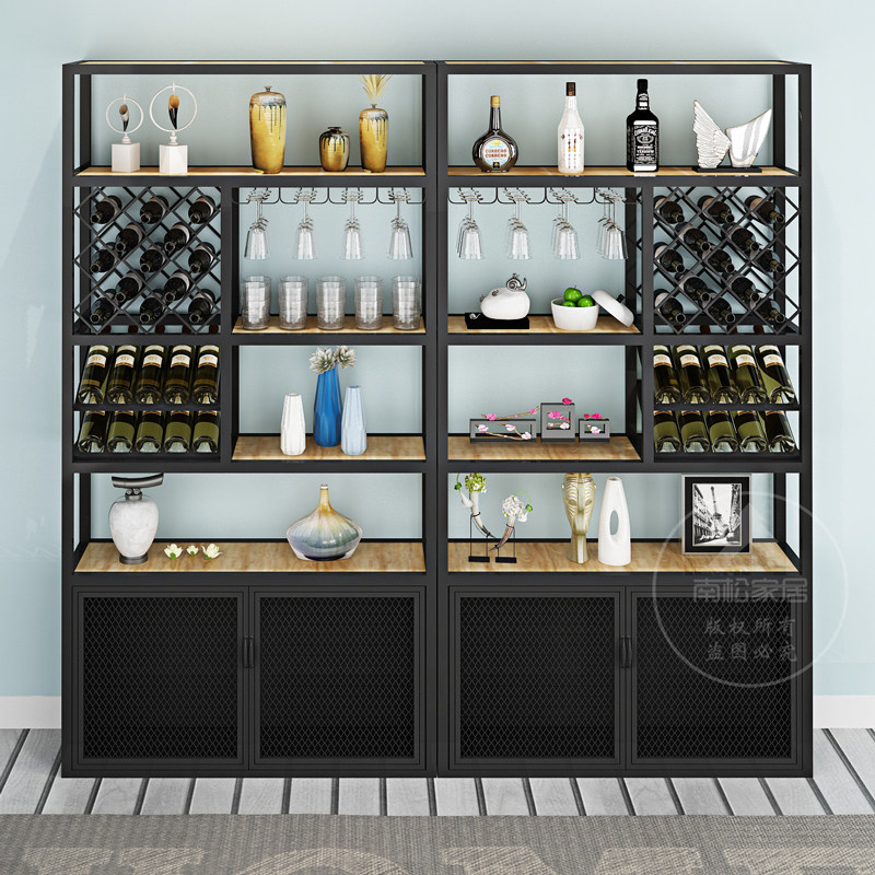 European-style wrought iron red wine display cabinet decorative screen wine glass holder creative restaurant floor-to-ceiling industrial wind partition rack