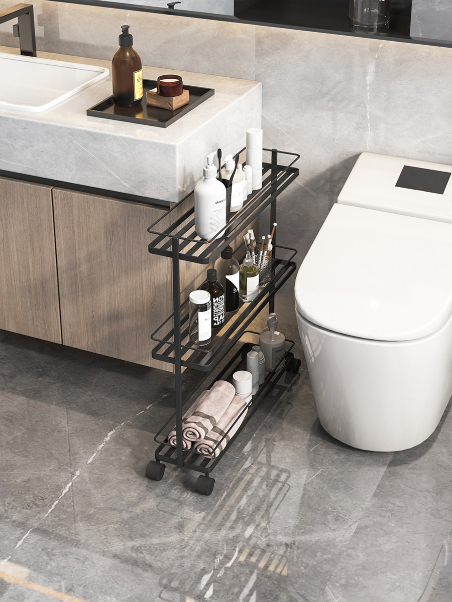 Bathroom floor-to-ceiling modern storage rack removable trolley storage toilet toilet gap gap storage rack