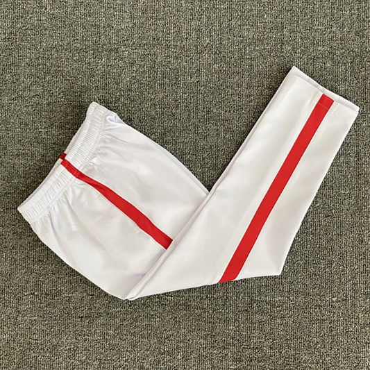 Spring and autumn plus thickening student sportswear uniform pants with the same white pair of wide red bar loose straight pants
