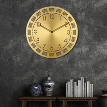 Chinese wall clock living room home Chinese style creative clock pure copper fashion modern luxury decoration non-punch clock