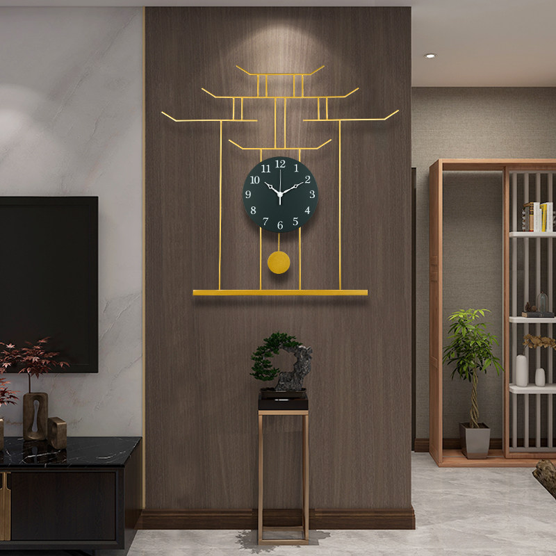 Chinese style living room wall clock home wall light luxury clock restaurant Chinese style large new quartz clock creative clock