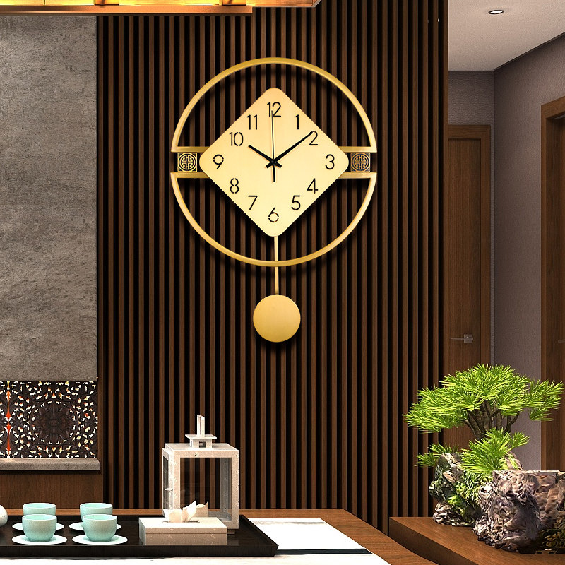 New Chinese wall clock pure copper artist with fashion creative all copper pendulum clock living room punch-free modern atmospheric clock