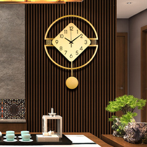 New Chinese wall clock pure copper artist home fashion creative pendulum clock living room Chinese style modern atmosphere wall clock