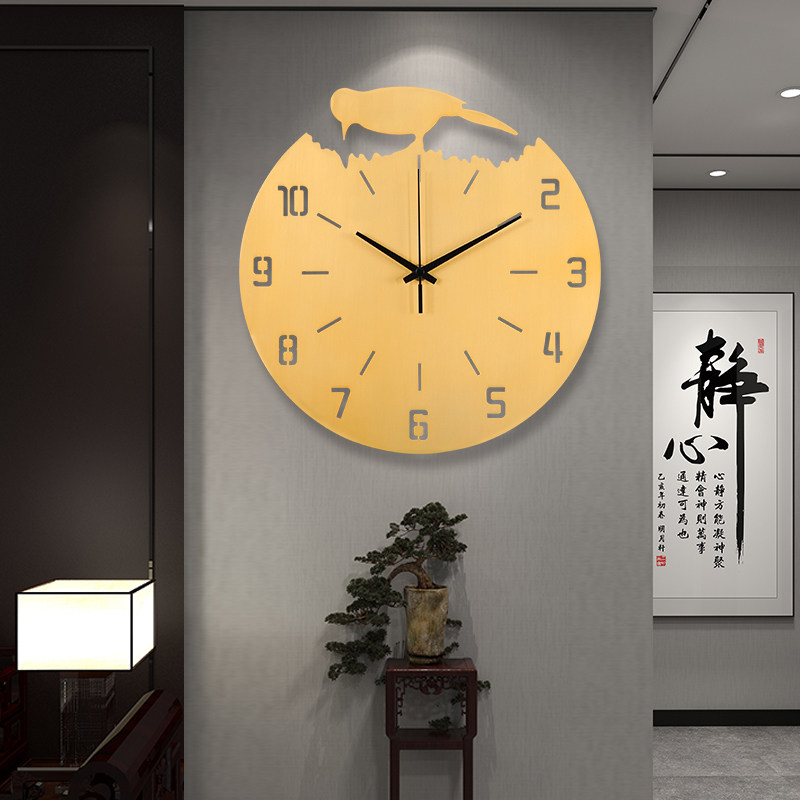 Nordic pure copper wall clock fashion atmosphere home living room art clock modern minimalist personality creative wall clock