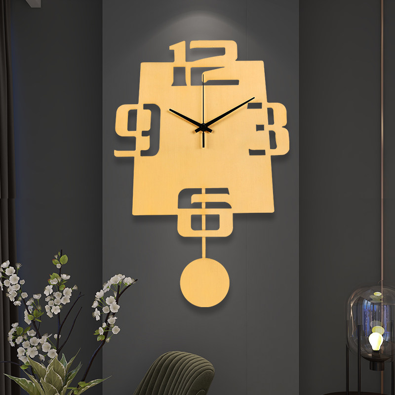 Nordic Wall Clock Living Room Home Fashion Creative Simple Wall Watch Pure Copper Atmospheric Personality Art Decoration Wall Clock