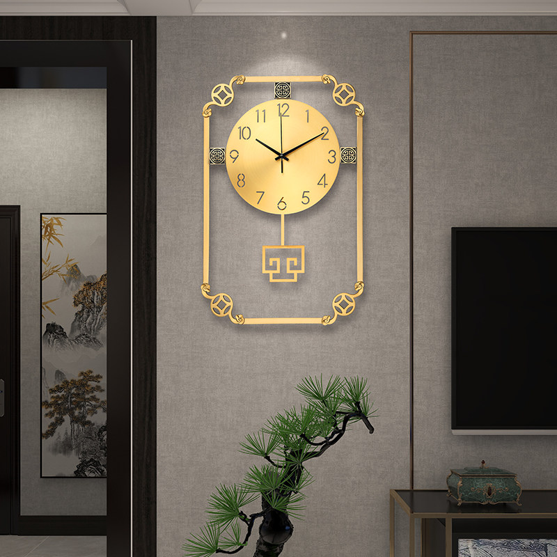 Chinese wall clock living room home Chinese style pure copper fashion modern 2021 new quartz clock creative light luxury clock