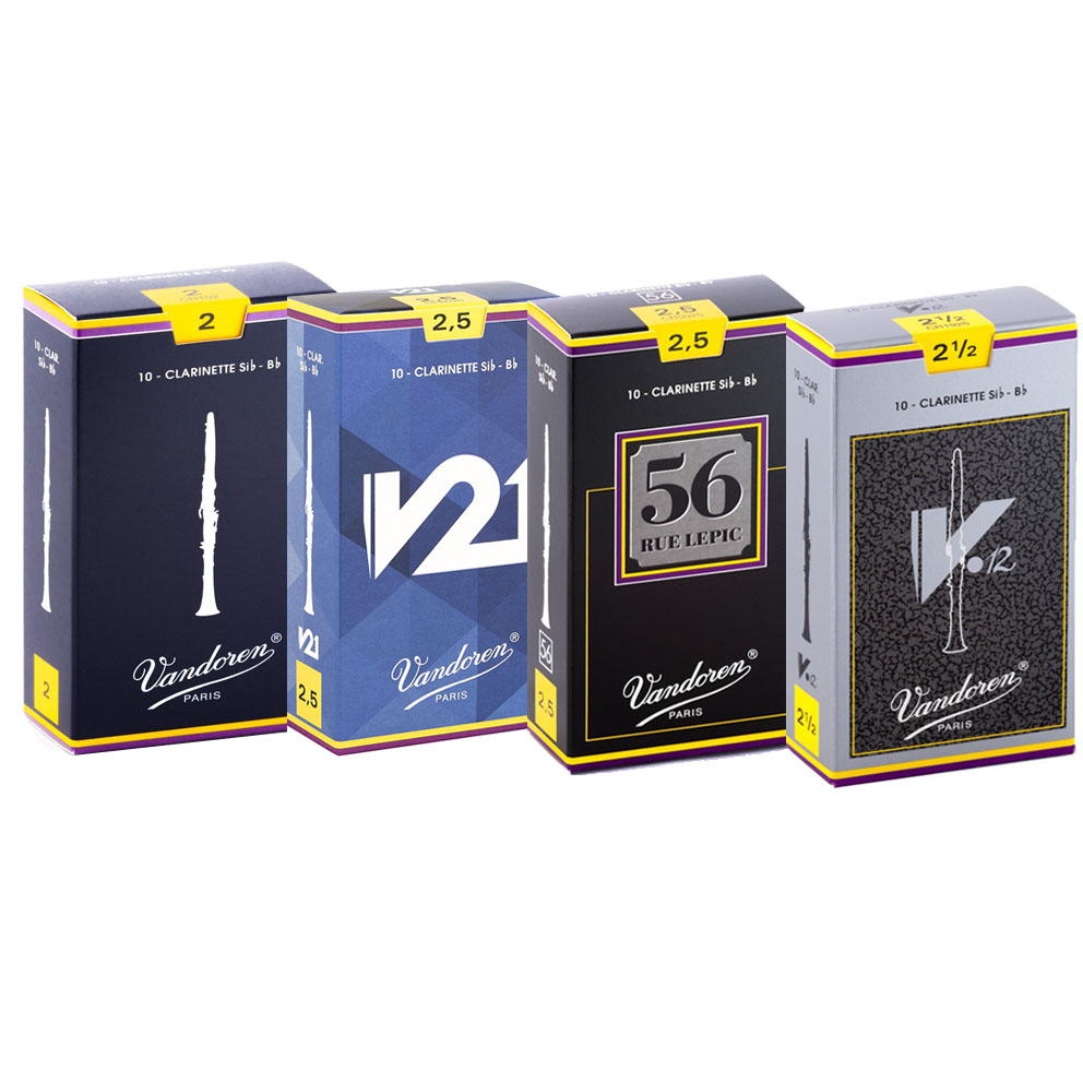 French bends Vandoreen descending B-tone clarinet black tube whistle V12 grey box V21 56 blue box