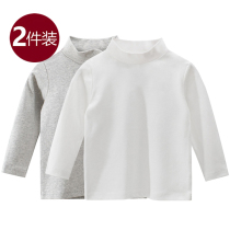 Japanese u family childrens clothing boys and girls long-sleeved T-shirt childrens autumn clothing autumn clothing half-high collar bottoming shirt solid color unprinted top