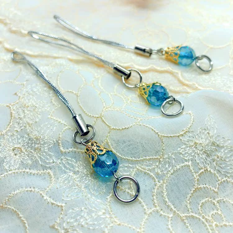 DIY accessories Alloy Flowers Entrusted Blue Water Drop Crystal Beads Pendant Pendant Pendant Chain China Wind