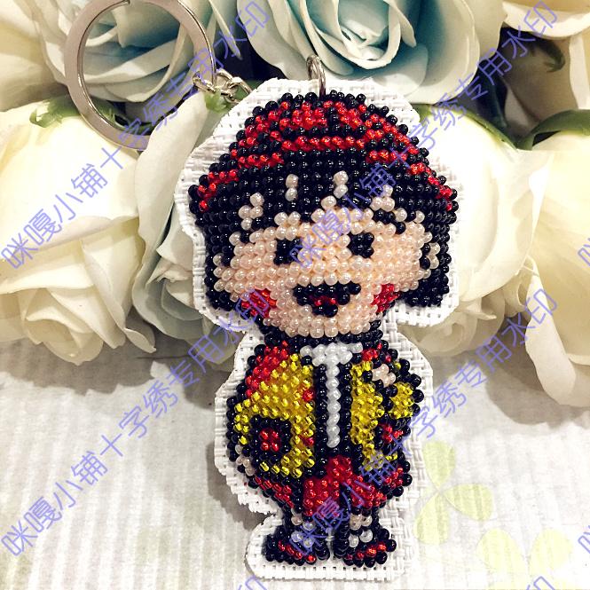 Bag with printed mica cross embroidery key ring double side embroidery cherry bag