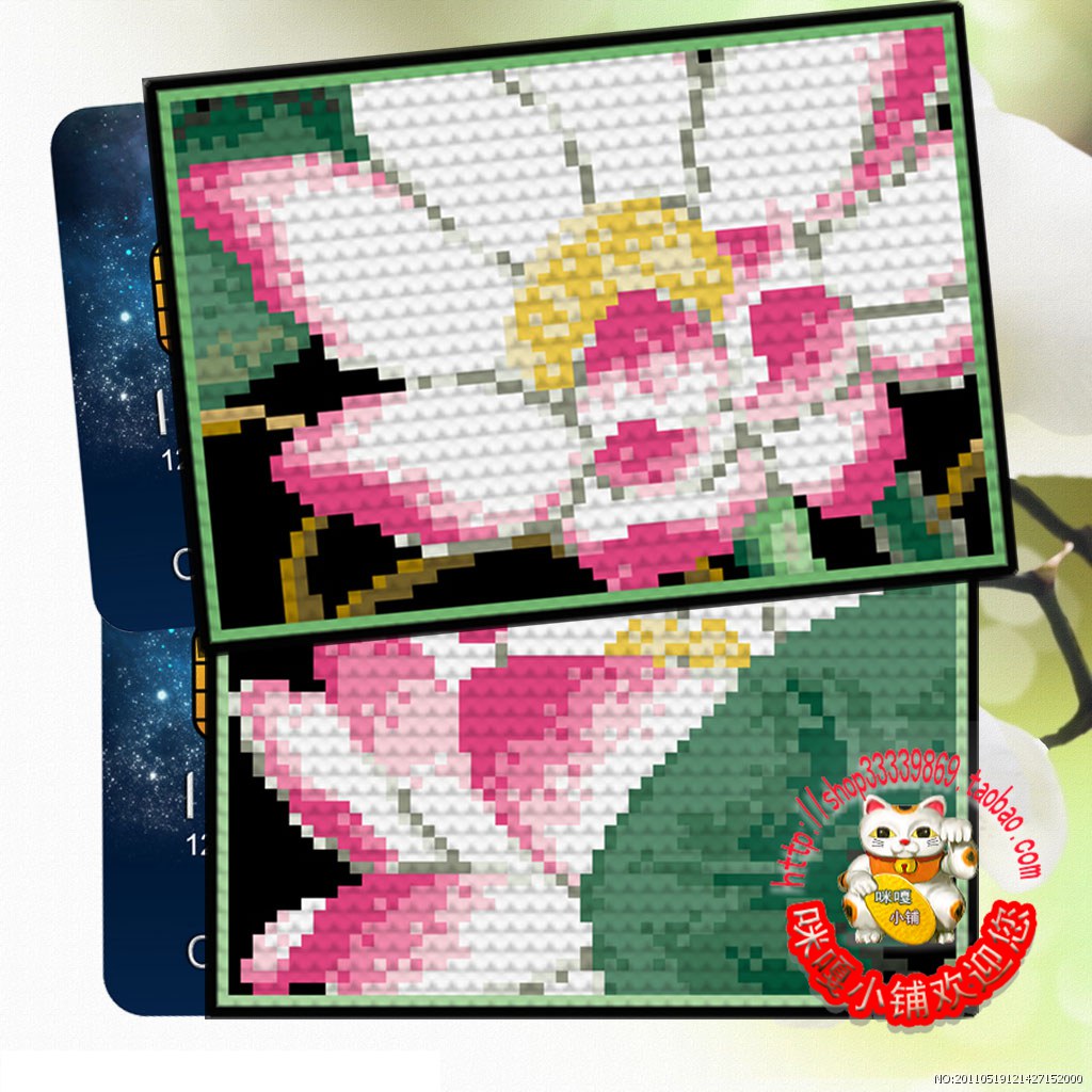 Miga cross stitch card set bank card bag bus card set double-sided embroidery material bag K122 lotus