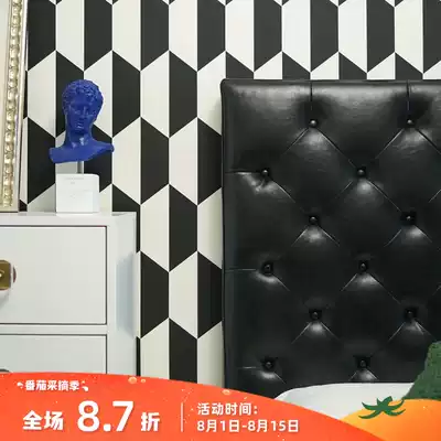 Tomato design produced black leather bed master bedroom pull buckle double modern simple original American light luxury retro bed