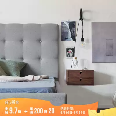 Tomato design and production of modern fabric bed simple 15 meters Nordic small apartment bedroom premium gray soft bed 1 8