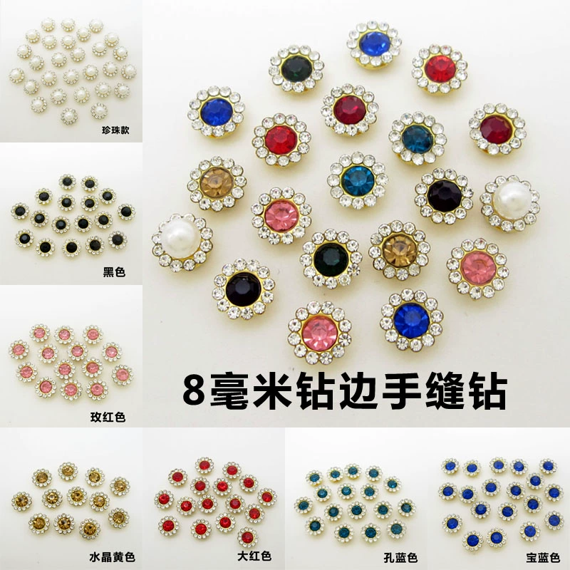 8mm Hướng dương Rhinestone Nơ trang trí Đĩa hoa Nút kim cương Hoa trái tim Phụ kiện tự làm Phụ kiện làm bằng tay Phụ kiện tóc Vật liệu may bằng tay Kim cương - Phụ kiện tóc