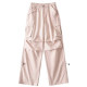 ເດັກຍິງຮ້ອນ Loose Double Pocket Leg Overalls ແມ່ຍິງ Summer Niche Pleated Drawstring Straight Wide Pants Casual Pants