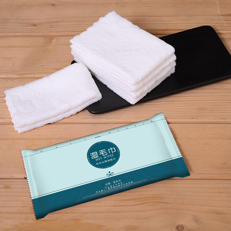 Hotel use disposable wet towel hotel small package catering custom-made logo to wipe hands and fire 100 pieces