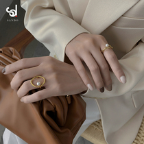 Korean Temperament Pearl Ring Gold Laminated Fashion Personality Index Finger Ring Design Sensation Brief About 100 Hitch Ring Woman