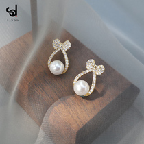 Bow pearl earrings female summer simple exquisite small niche design earring earrings 2021 New Tide
