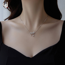 Summer butterfly knot necklace female summer light extravagant silver color small crowddesign neck chain lock bone chain 2022 new 520 gift