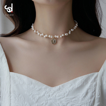 Natural Baroque Pearl Necklace Woman Summer Retro Lock Bone Chain Advanced Design Sensation Niche Bracelet Neck Chain 2022