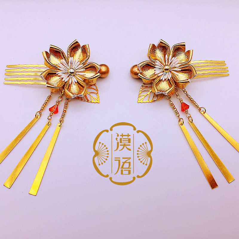 漠語 18新款中華風布花髮飾花魁藝妓原創頭花新娘頭飾花影