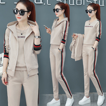 Early spring brand-name sportswear suit womens spring and autumn 2021 new trend brand fashion running leisure three-piece spring outfit