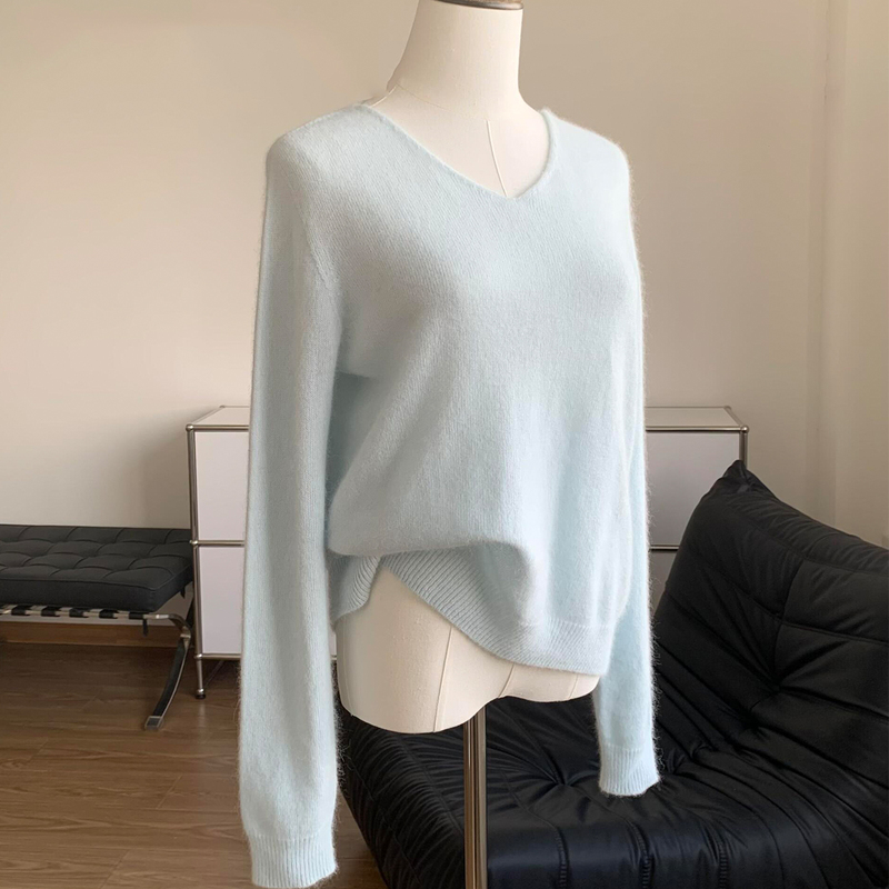 First-Line Ready-To-Wear ~ 100% Cashmere V-Neck Sweater for Women, Basic Versatile Comfortable Warm Slimming Base Sweater