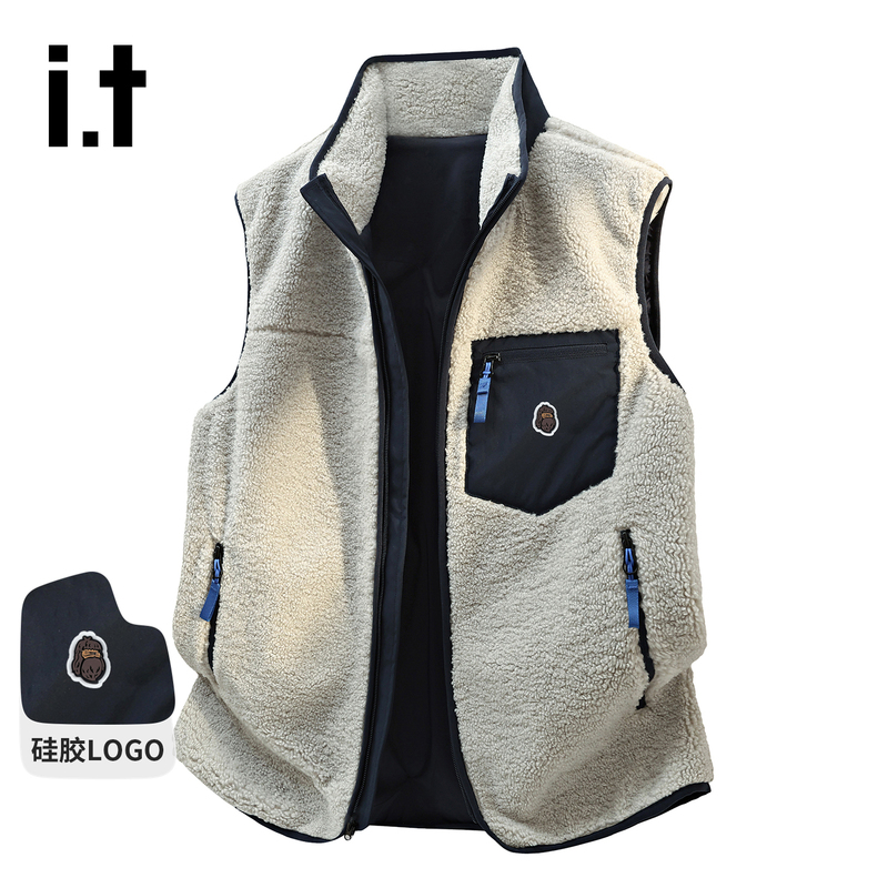 It Fingercroxx Hong Kong Style Trendy Brand Color-Block Stand Collar Autumn and Winter Men's Casual Loose Sleeveless Zipper Vest It Fingercroxx Hong Kong Style Trendy Brand Color-Block Stand Collar Autumn and Winter Men's Casual Loose Sleeveless Zipper Vest