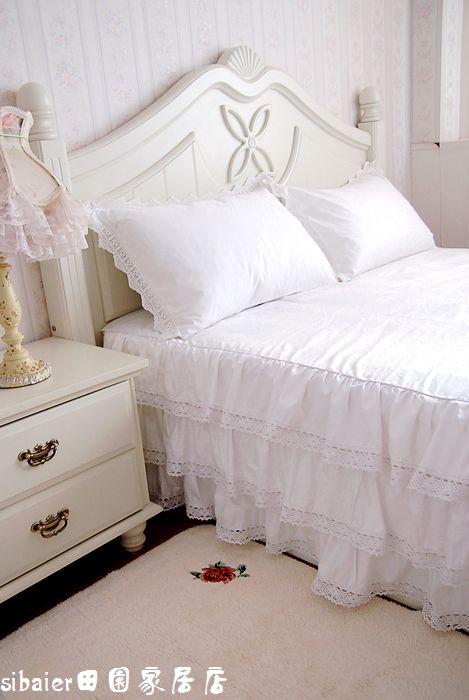 ** Hàn Quốc mang phong cách ba lớp bánh ren nặng trắng satin bông Process giường váy (Value) - Váy Petti giường váy