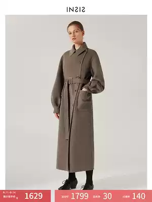 INSIS FEMME LAPEL CASHMERE COAT LANTERN sleeve high-end double-sided women's long version 2020 black jacket