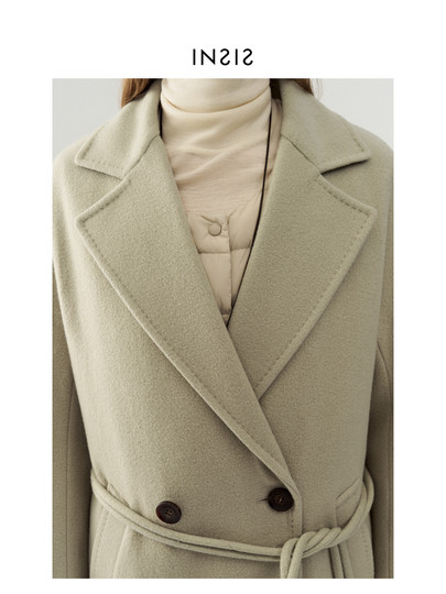 INSIS FEMME Fleece 110S First-Cut Wool Winter Small Round Rope Coat Silhouette Woolen Jacket Women