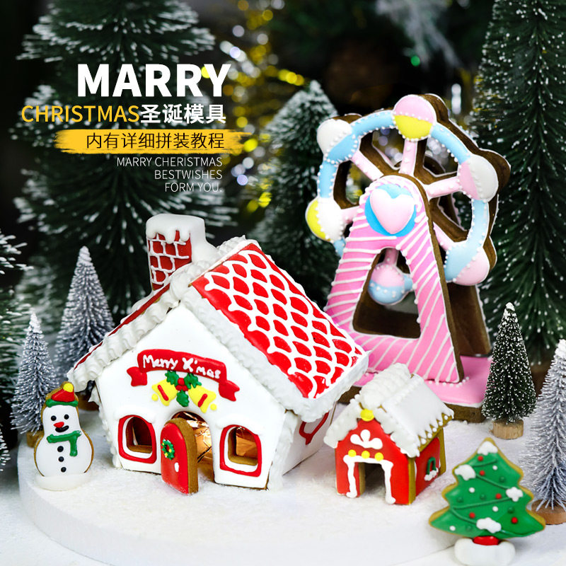 Christmas gingerbread House skyscrapers Dies Stainless Steel Flipped sugar Biscuits Gingerbread Man Snowman Elk Cheedie Buns Die