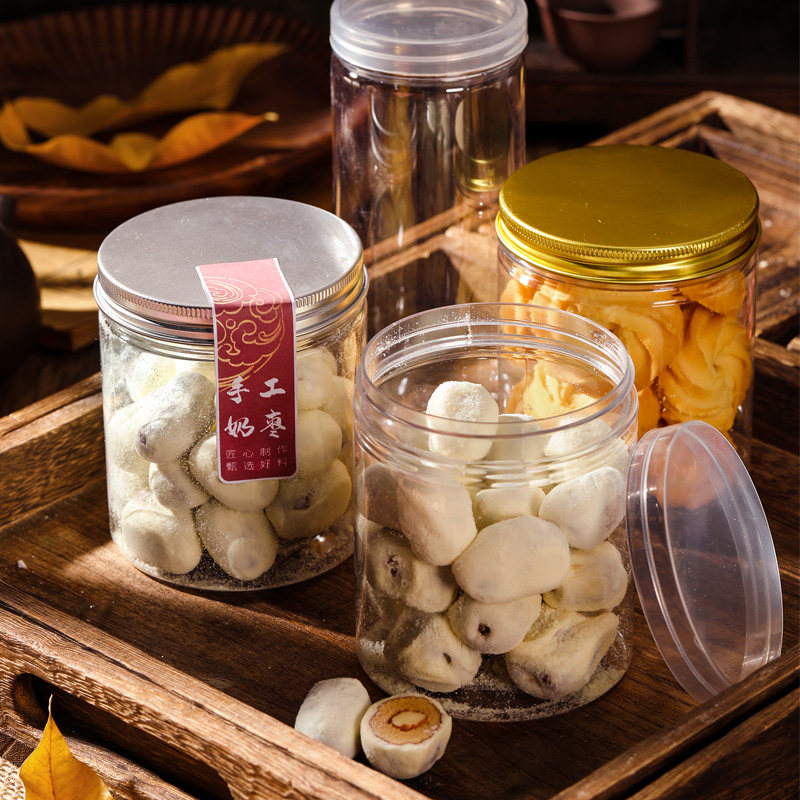 Milk Date Packaging Box Cookie Cookies Box Plastic Candy Jar Transparent Barrel Bull Rolling Sugar Snowflake Baking Food Grade