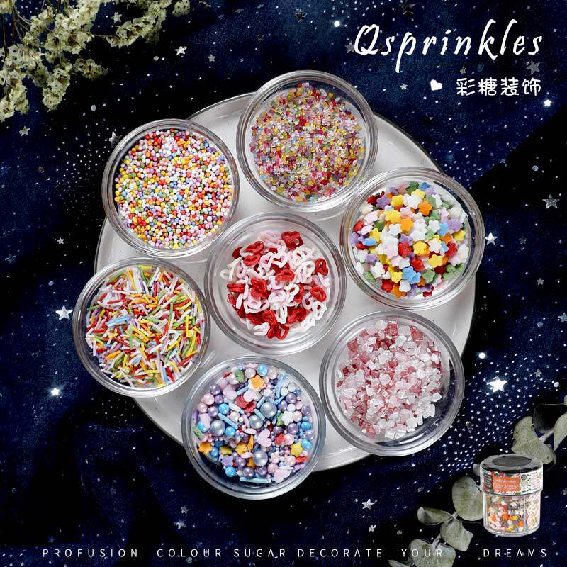 Qsprinkles Beaded Sugar Donuts Birthday Cake Decorations Edible Baking Decorations Colorful Candy Beads