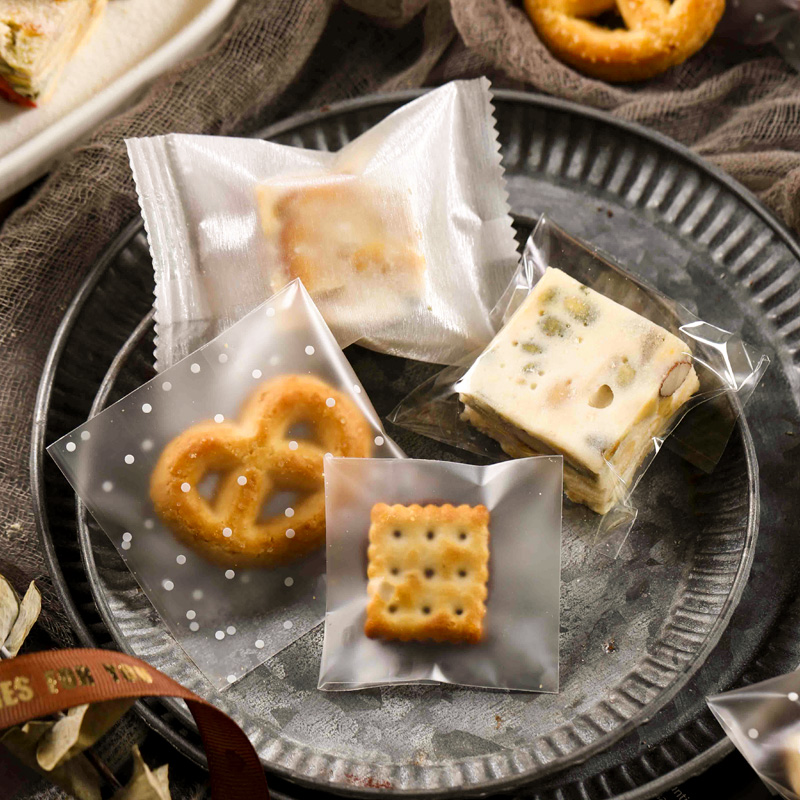 Snowflake puff pastry wrapping bag milk date nougat machine sealing bag cookie cranberry biscuit candy self-adhesive self-sealing bag baking